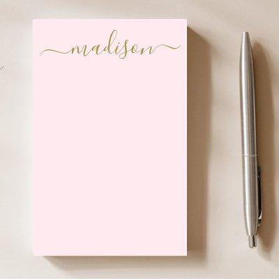 Minimal Modern Blush Pink & Gold Typography  Post-it Notes