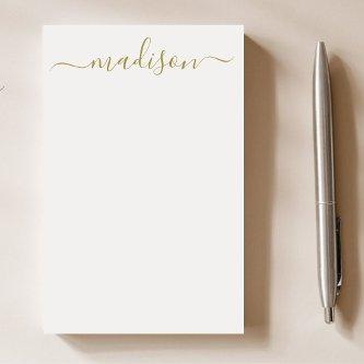 Minimal Modern Gold Gray Typography Name Script Post-it Notes