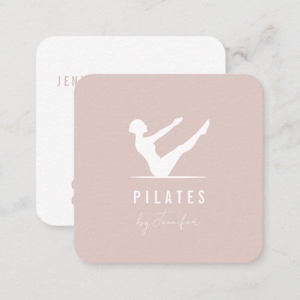Minimal Modern Powder Pink Female Logo Pilates  Square