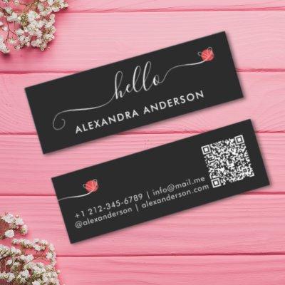 Minimal Modern Script Hello Heart QR Code Mini