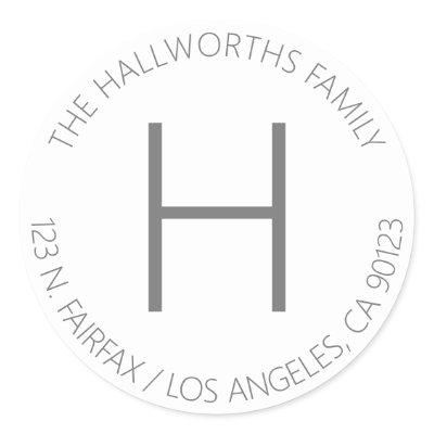 Minimal Modern White & Grey Classic Round Sticker