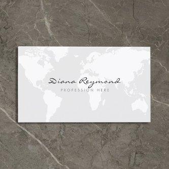 Minimal modern, world map on very pale gray