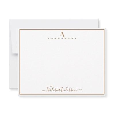 Minimal Monogram Letter Single Border Note Card