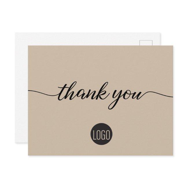 Minimal Neutral Business logo Custom Postcard