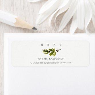 Minimal Pastel Pine Branch Christmas Hope Address Label