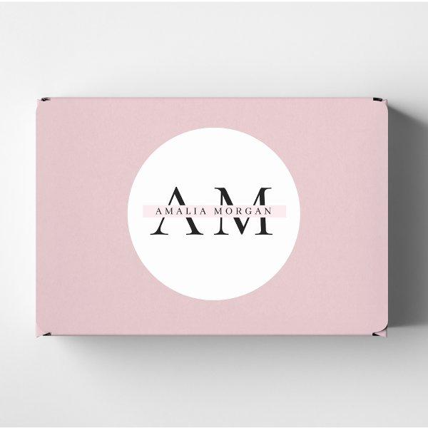 "Minimal Pastel Pink Initial & Name Personalized S Classic Round Sticker