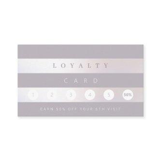 Minimal Pewter Violet Grey & Lux Pearl Stripe Loyalty Card