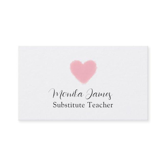 Minimal Pink Heart Substitute Teacher