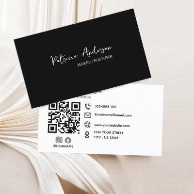 Minimal Professional QR Code Black White