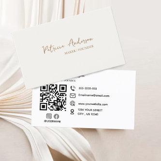 Minimal Professional QR Code Boho Cream