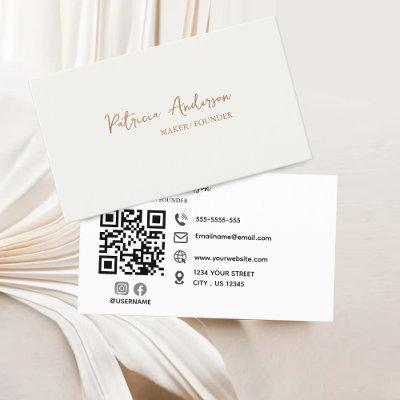 Minimal Professional QR Code Boho Cream