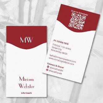 Minimal Red White Initials Portrait Personal