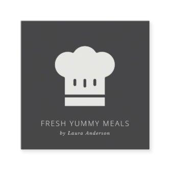 Minimal Rustic Black and White Chef Hat Catering Square