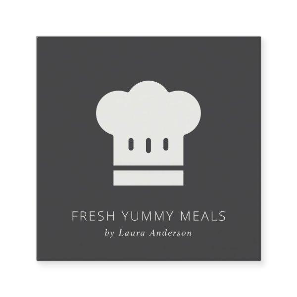 Minimal Rustic Black and White Chef Hat Catering Square