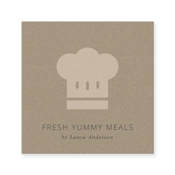 Minimal Rustic Black Kraft Cook Chef Hat Catering Square