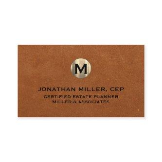 Minimal Sable Leather Gold Initial