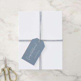 Minimal Script Personalized Congratulations Blue Gift Tags