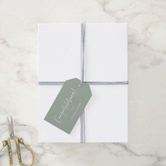 Minimal Script Personalized Congratulations Sage Gift Tags