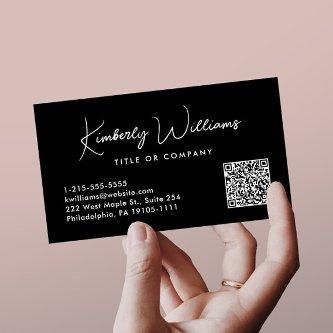 Minimal Script QR Code Professional Black