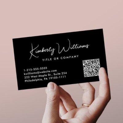 Minimal Script QR Code Professional Black