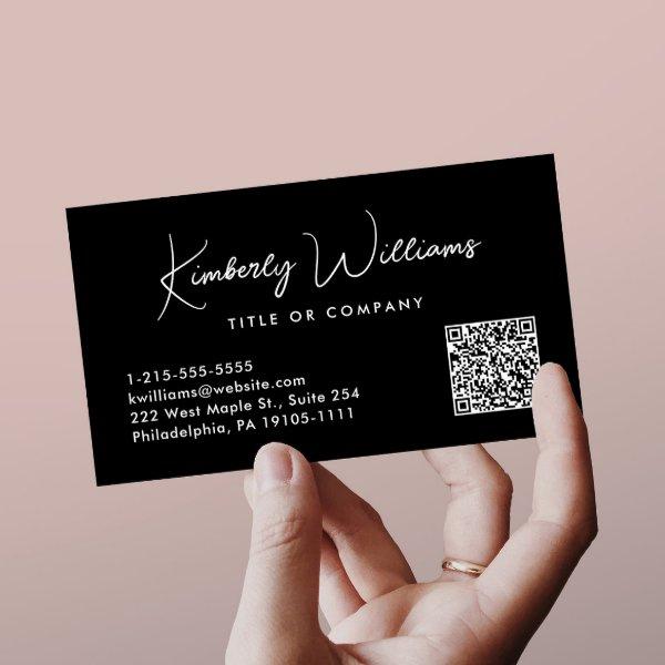 Minimal Script QR Code Professional Black