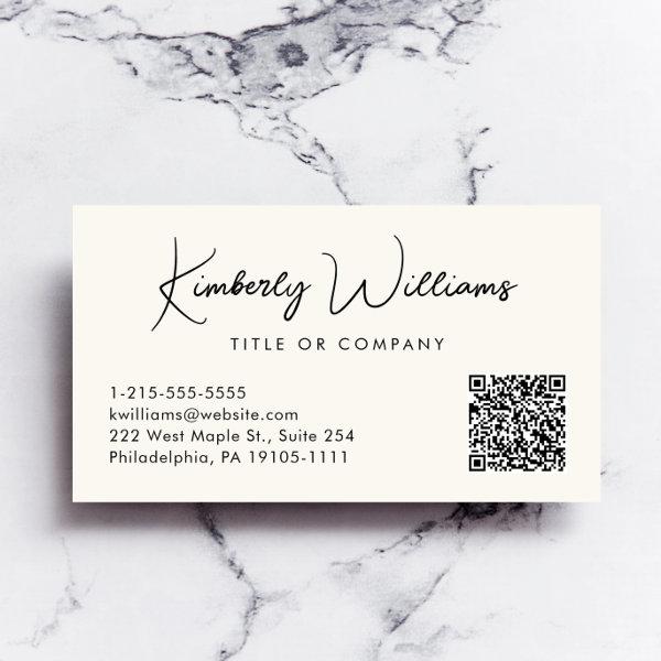 Minimal Script QR Code Professional Cream