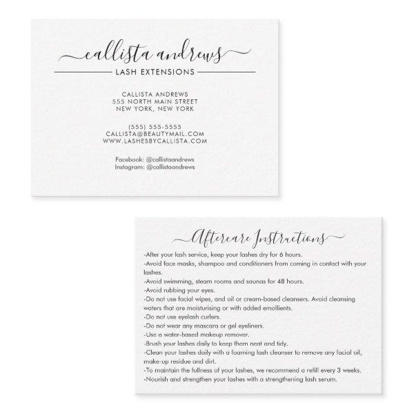 Minimal Simple Black White Script Lashes Aftercare