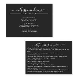 Minimal Simple Black White Script Lashes Aftercare