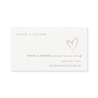 Minimal Simple Blush Heart Refer a Friend Discount