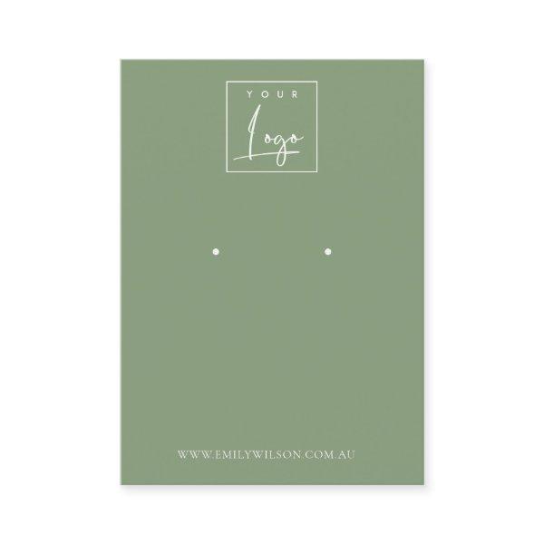 Minimal Simple Dusky Muted Green Earring Display