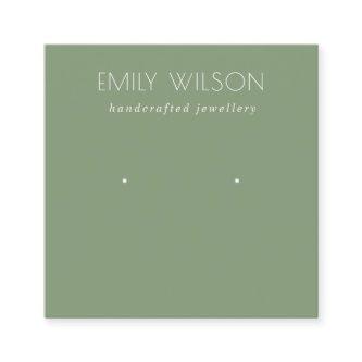 Minimal Simple Dusky Muted Green Earring Display Square