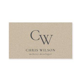 Minimal Simple Rustic Kraft Monogram Initial