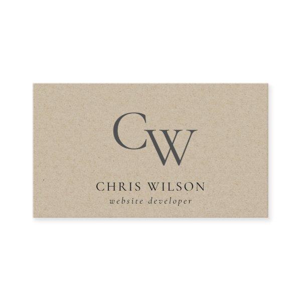 Minimal Simple Rustic Kraft Monogram Initial