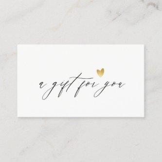 Minimal Simple Script Gold Heart Gift Certificate