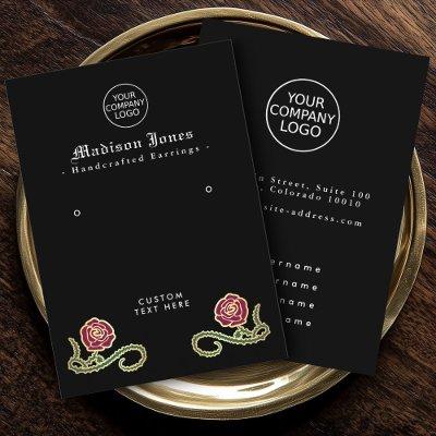Minimal Thorn Rose Gothic Black Earring Display