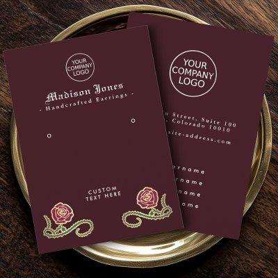 Minimal Thorn Rose Gothic Red Earring Display