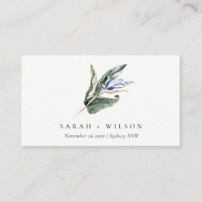 Minimal Tropical Blue Leafy Floral Wedding Website