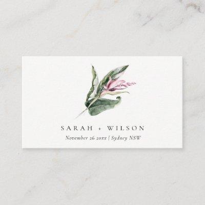Minimal Tropical Pink Leafy Floral Wedding Website