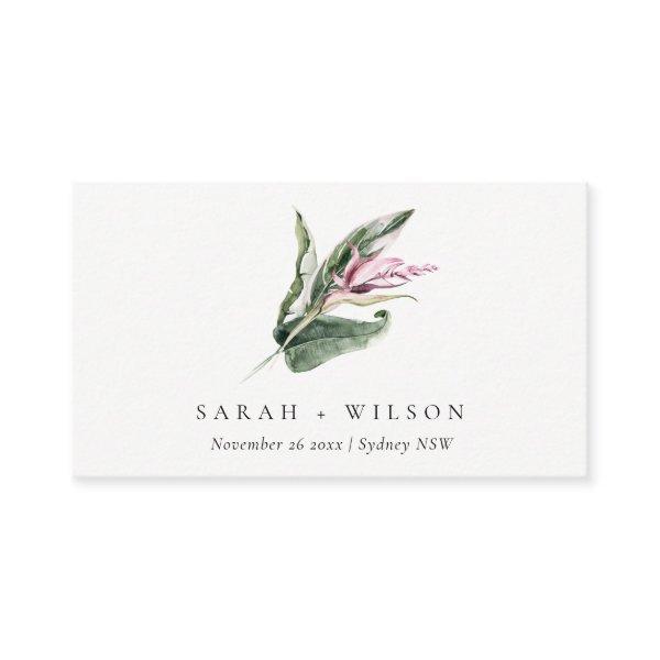 Minimal Tropical Pink Leafy Floral Wedding Website