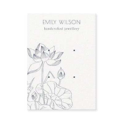 Minimal Waterlily Floral Sketch 2 Earring Display