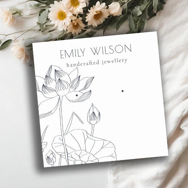 Minimal Waterlily Floral Sketch Earring Display Square