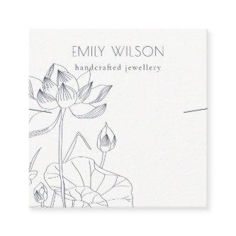 Minimal Waterlily Floral Sketch Necklace Display Square
