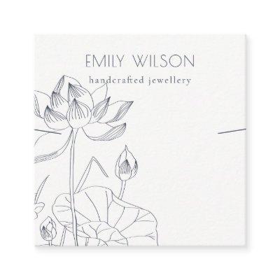 Minimal Waterlily Floral Sketch Necklace Display Square