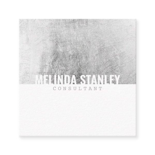 Minimal white chic silver foil elegant color block square