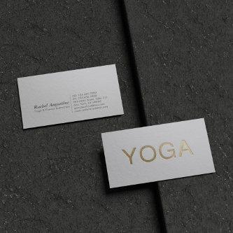 Minimal White & Gold Embossed Text Yoga Instructor