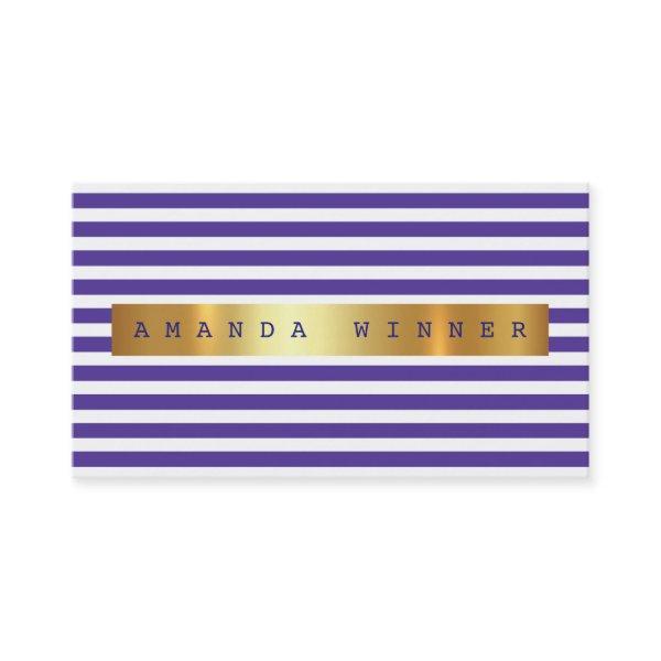 Minimalism Purple White Stripes Vip Golden Foil