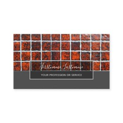 Minimalism red mosaic tiles gray rectangle