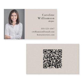 Minimalist Basic Black Cream Professional Photo QR