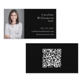 Minimalist Basic Black White Professional Photo QR
