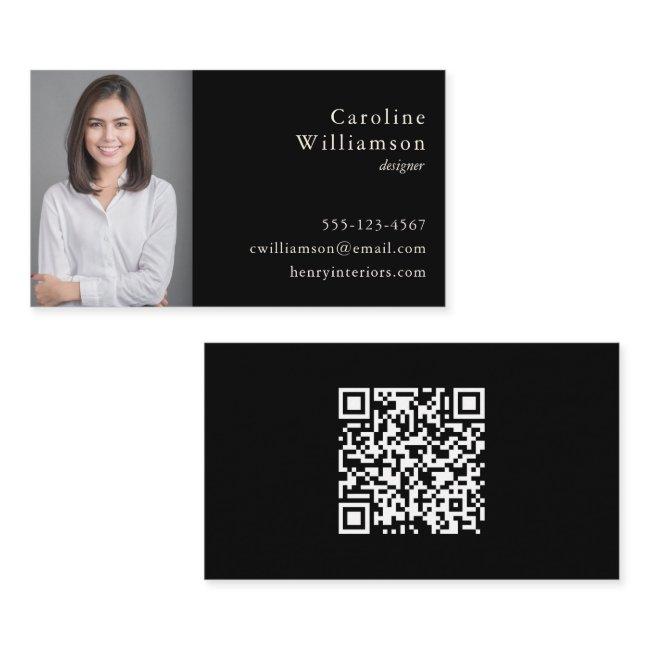 Minimalist Basic Black White Professional Photo QR